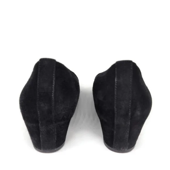 Eileen Fisher Neat Black Suede Round-Toe Low Block Heel Slip-On Pumps - Picture 9 of 14